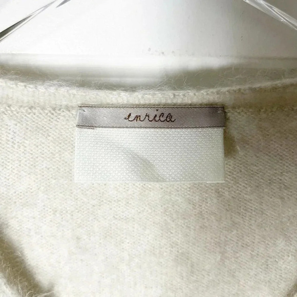 ENRICA JAPAN 100% cashmere v-neck sweater cream size small - Picture 4 of 8